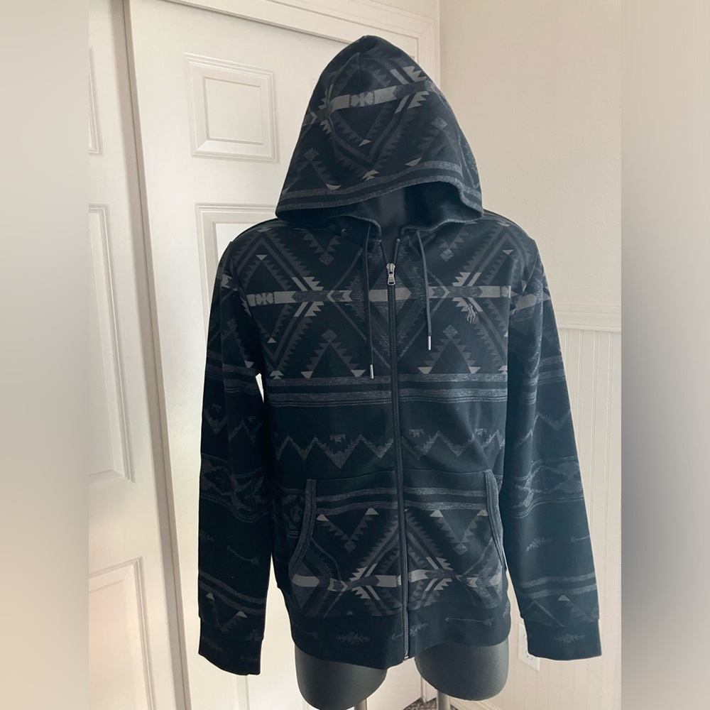 Men’s Ralph Lauren Polo hoodie sweatshirt large black grey western native
